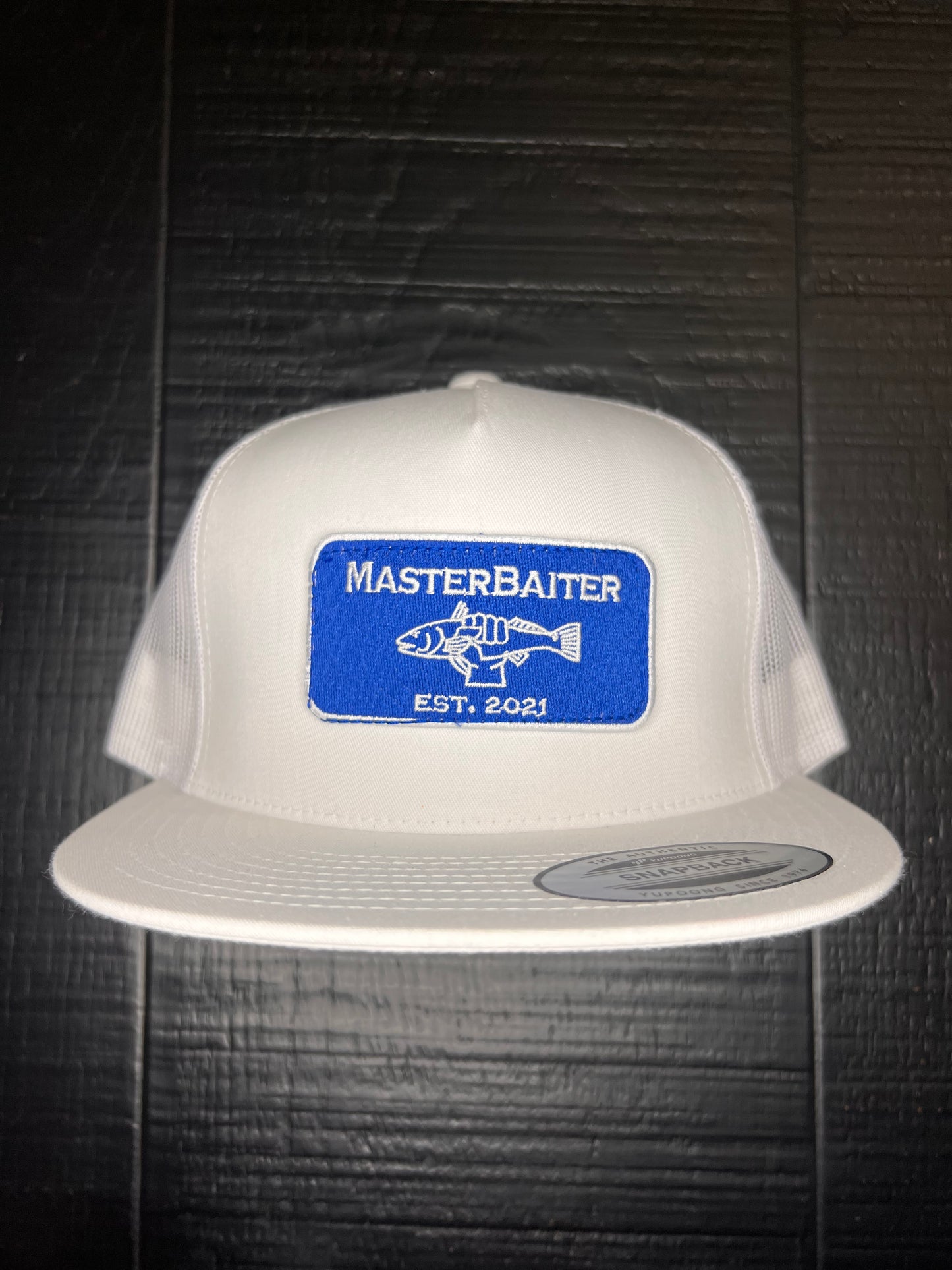 White Flatbill W/ Blue Masterbaiter Patch Cap