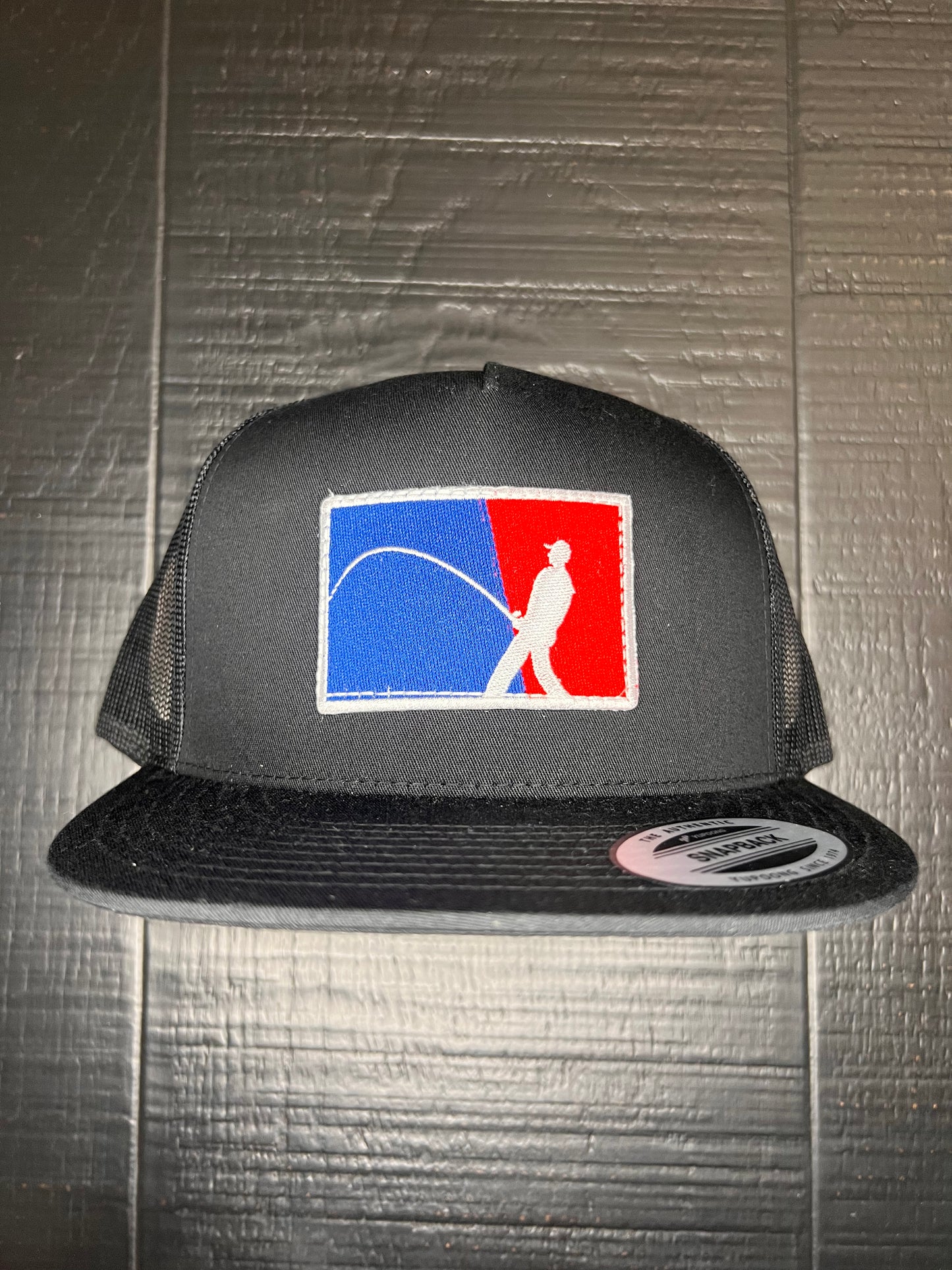 Black Flatbill Masterbaiter Fisherman Patch Cap