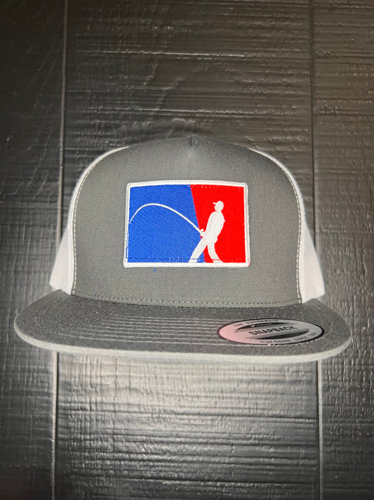 Gray/White Flatbill Masterbaiter Fisherman Patch Cap