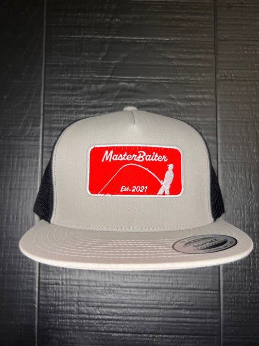 Gray/Black Flatbill Red Masterbaiter Patch Cap