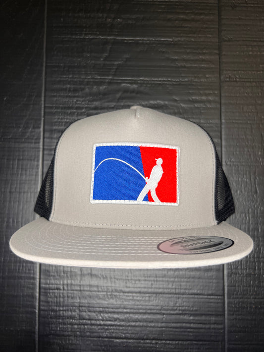 Gray/Black Flatbill Masterbaiter Fisherman Patch Cap