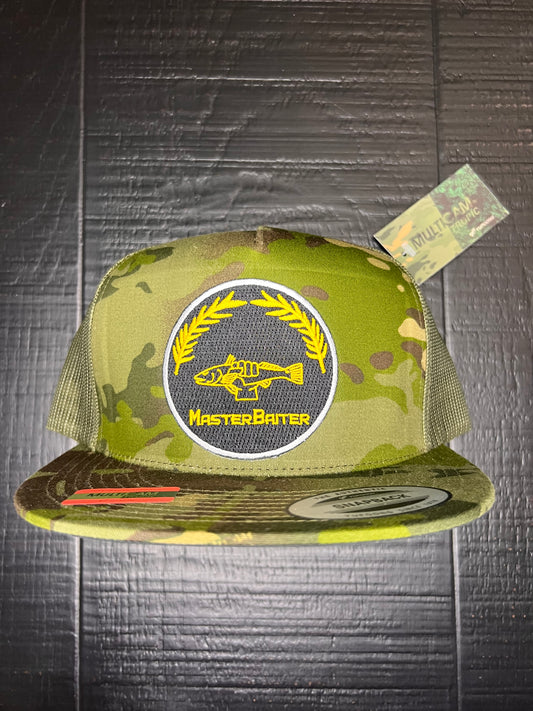 Multicam Tropic/Green Flatbill Masterbaiter Captain Patch Cap